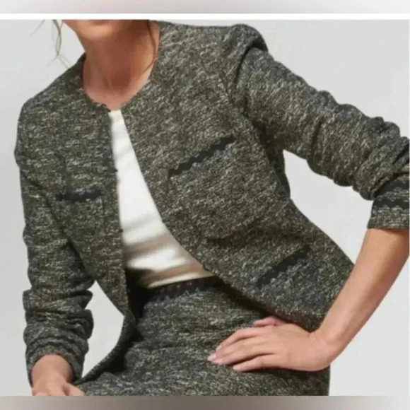 NEW Woman L.K. BENNETT Black Tweed JK Rory Ribbon Detail Blazer Jacket Sz 4